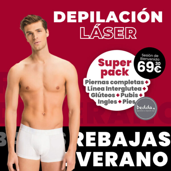 oferta julio depilacion laser piernas completas interglutea gluteos pubis ingles pies hombre